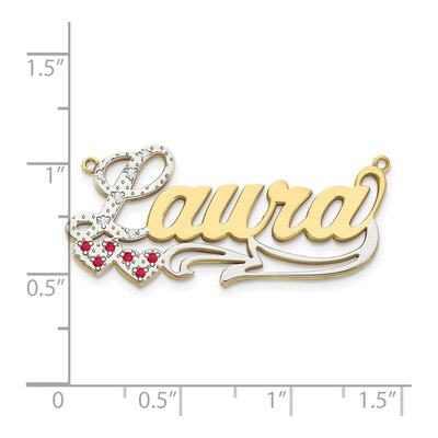 10K Yellow Gold Ruby & Diamond Personalized Name Plate Pendant – view 2