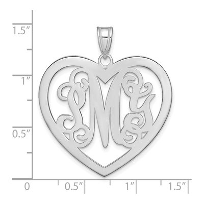 10K White Gold Large Monogram Heart Pendant – view 3