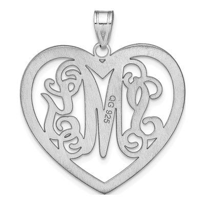 10K White Gold Large Monogram Heart Pendant – view 4