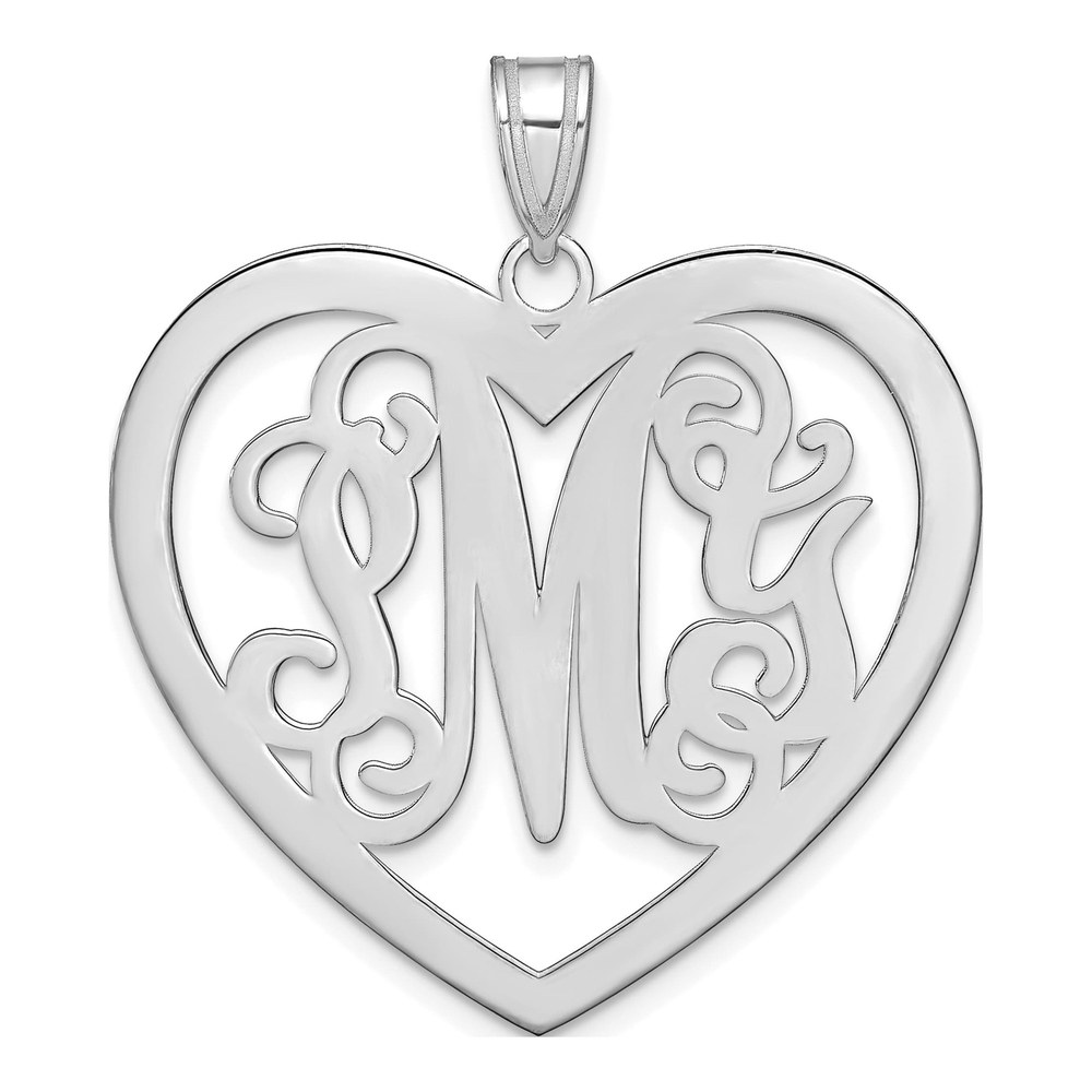 10K White Gold Large Monogram Heart Pendant