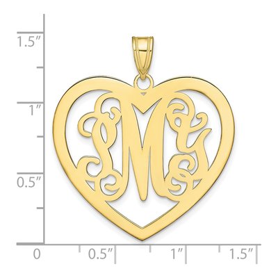 10K Yellow Gold Personalized Monogram Heart Pendant – view 2