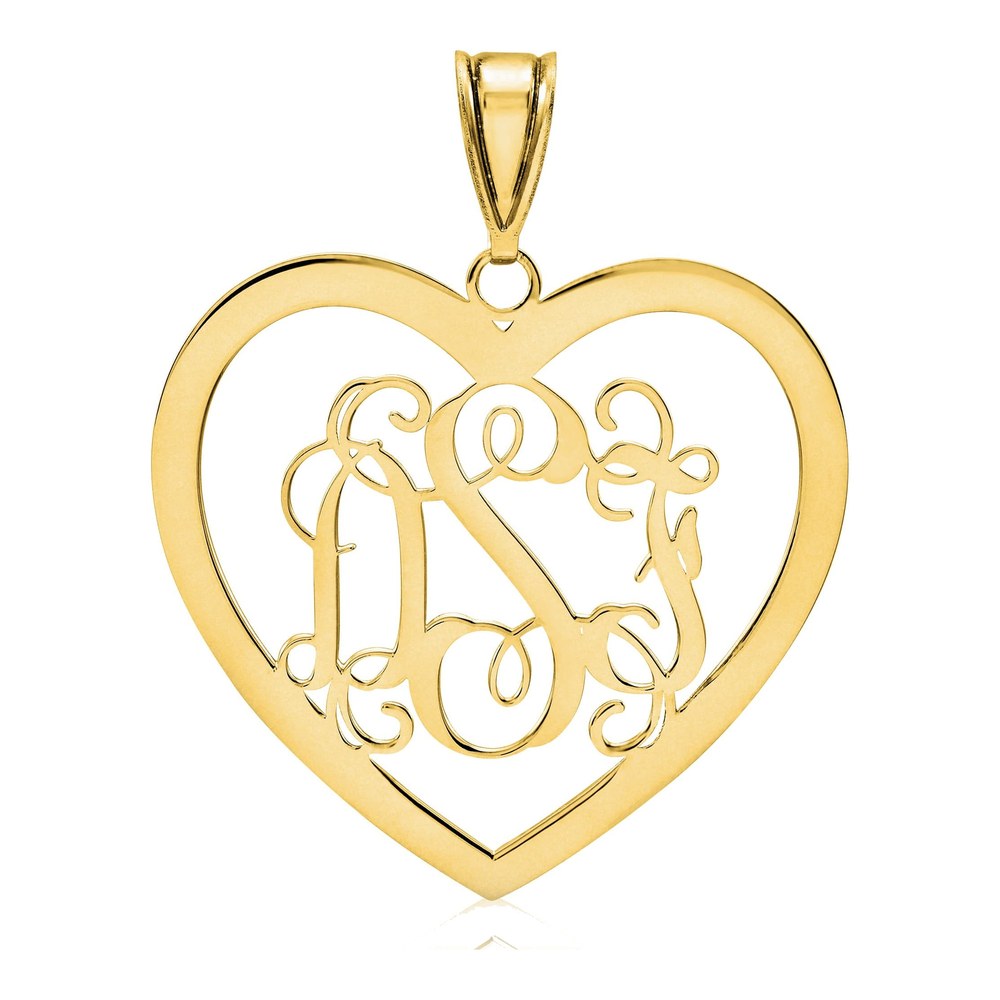 10K Yellow Gold Personalized Monogram Heart Pendant