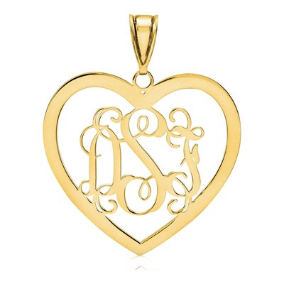 10K Yellow Gold Personalized Monogram Heart Pendant