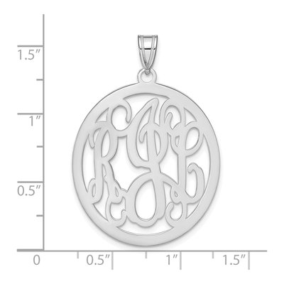 10K White Gold Circle Monogram Pendant – view 3