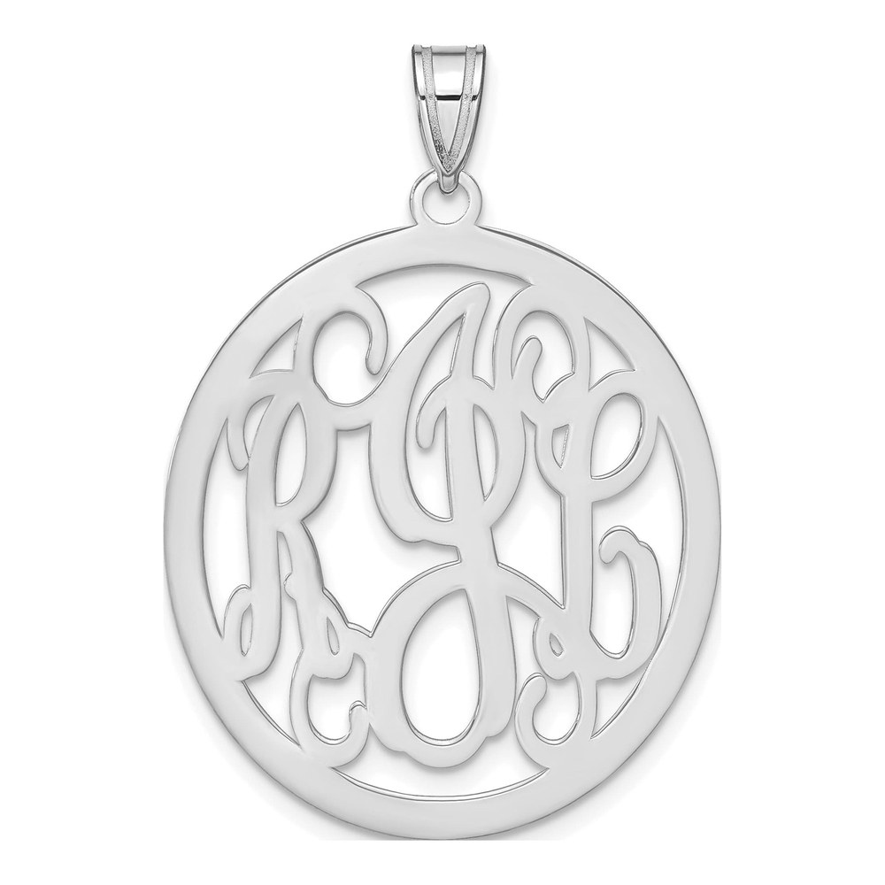 10K White Gold Circle Monogram Pendant