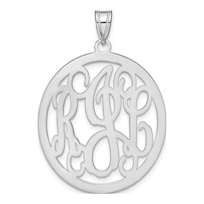 10K White Gold Circle Monogram Pendant