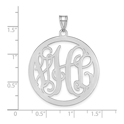 10K White Gold Circle Monogram Pendant – view 3