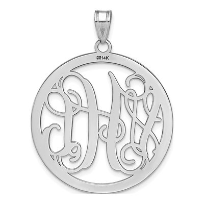 10K White Gold Circle Monogram Pendant – view 4