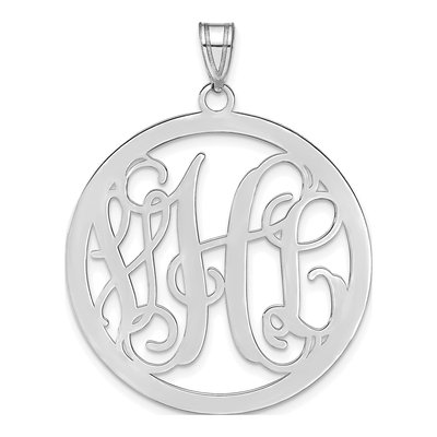 10K White Gold Circle Monogram Pendant