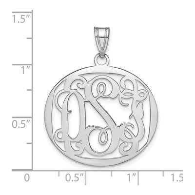 10K White Gold Large Circle Monogram Pendant – view 3
