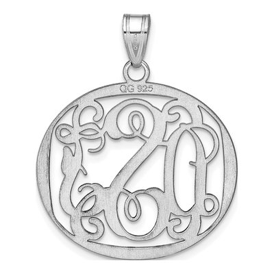 10K White Gold Large Circle Monogram Pendant – view 4