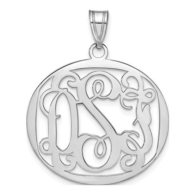 10K White Gold Large Circle Monogram Pendant