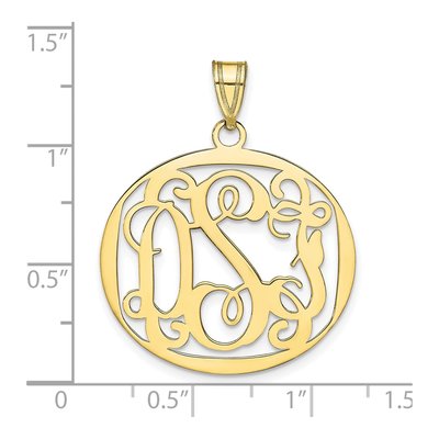 10K Yellow Gold Round Monogram Pendant – view 2