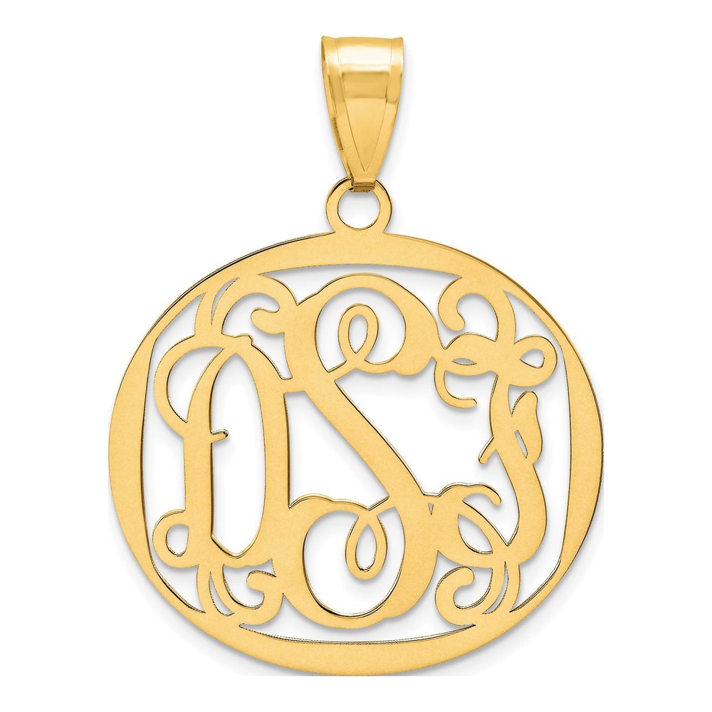 10K Yellow Gold Round Monogram Pendant