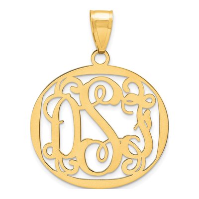 10K Yellow Gold Round Monogram Pendant