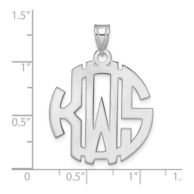 10K White Gold Circle Monogram Pendant – view 3