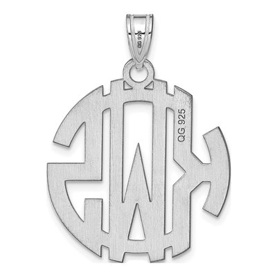 10K White Gold Circle Monogram Pendant – view 4