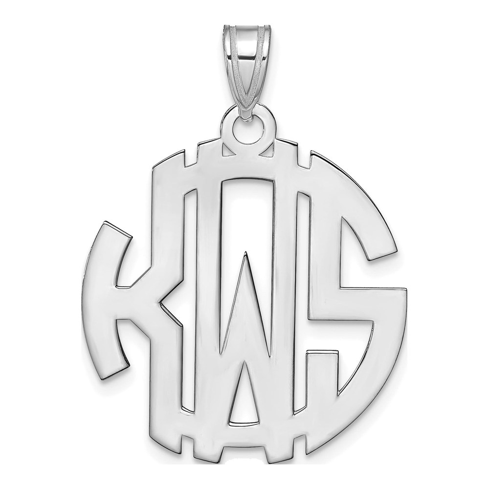 10K White Gold Circle Monogram Pendant