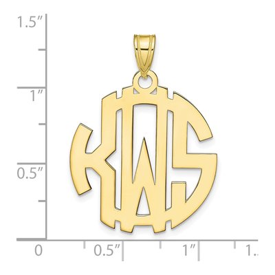 10K Yellow Gold Round Monogram Pendant – view 2
