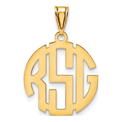10K Yellow Gold Round Monogram Pendant