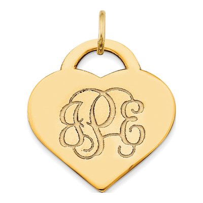 10K Yellow Gold Personalized Monogram Heart Charm