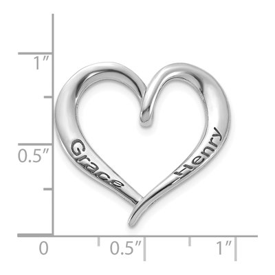 10K White Gold Personalized Antiqued Heart Slide Pendant – view 3