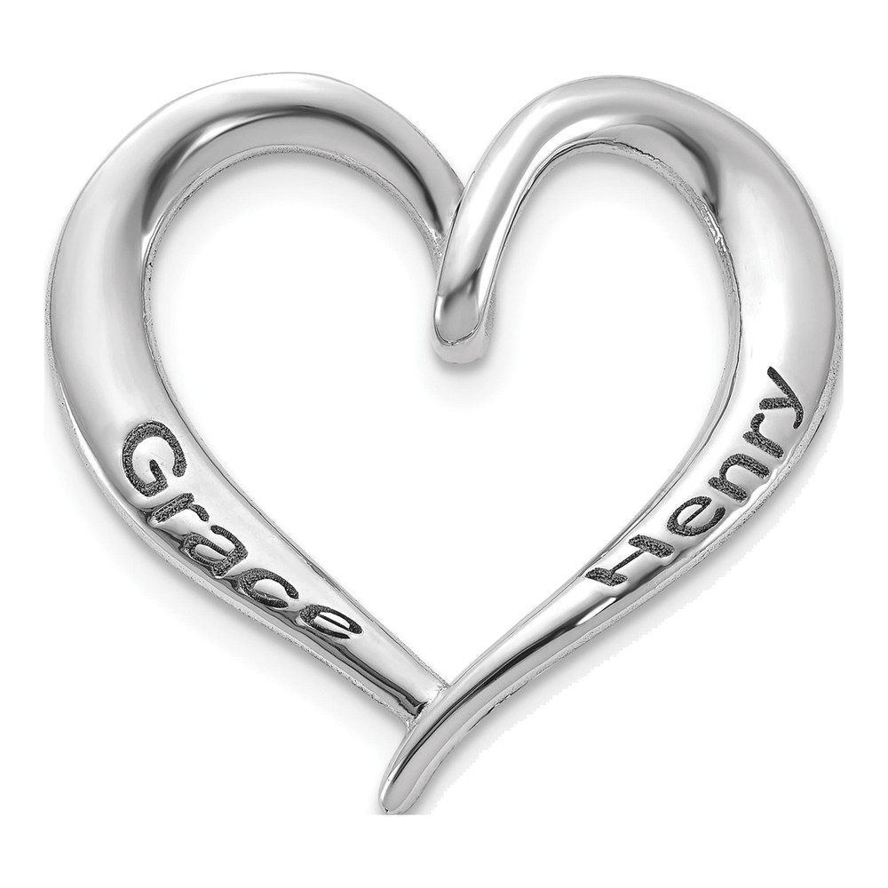 10K White Gold Personalized Antiqued Heart Slide Pendant