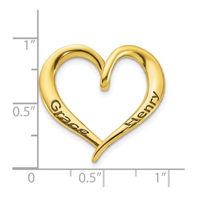 10K Yellow Gold Personalized Antiqued Heart Slide Pendant – view 2