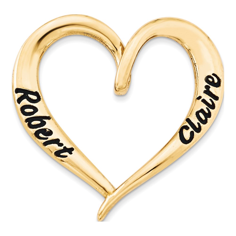 10K Yellow Gold Personalized Antiqued Heart Slide