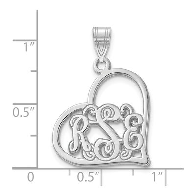 10K White Gold Etched Heart Pendant – view 3