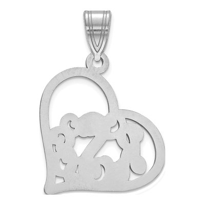 10K White Gold Etched Heart Pendant – view 4
