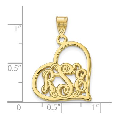 10K Yellow Gold Personalized Etched Heart Pendant – view 2