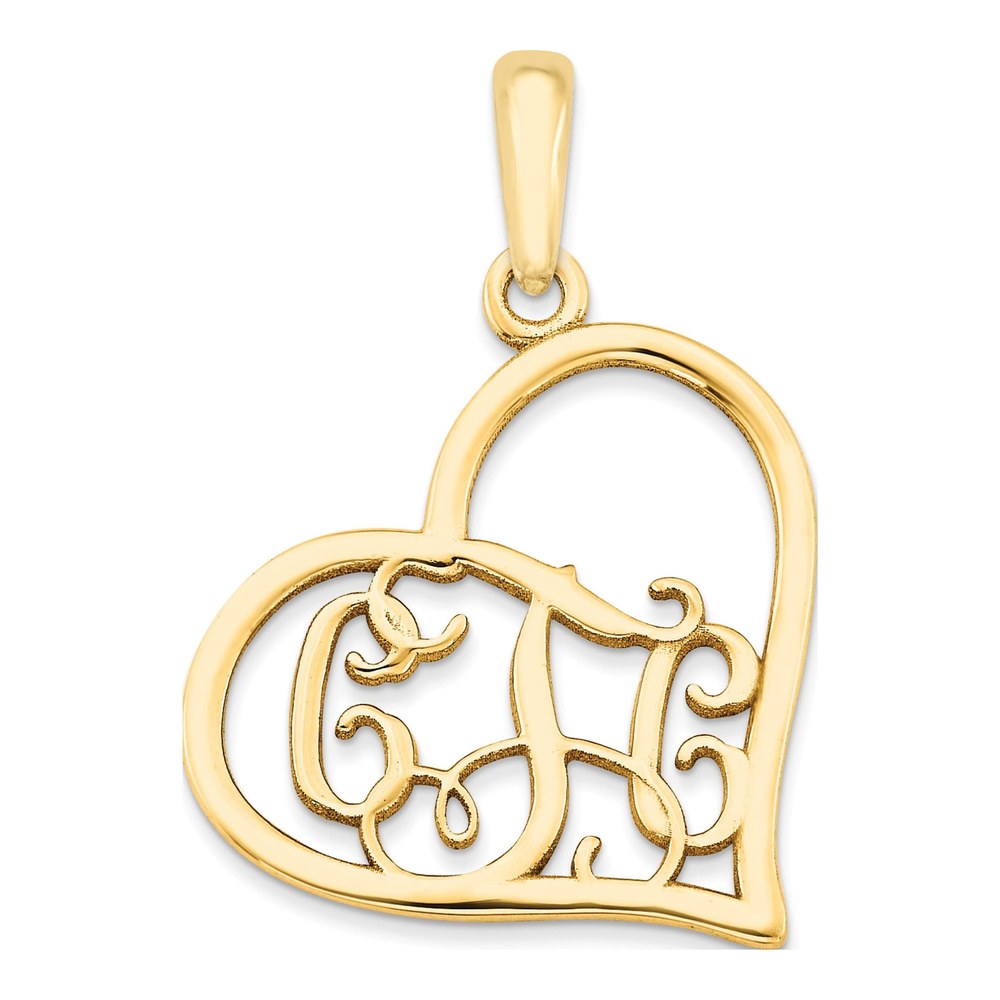 10K Yellow Gold Personalized Etched Heart Pendant