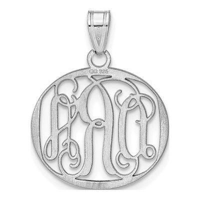 10K White Gold Small Round Monogram Pendant – view 4