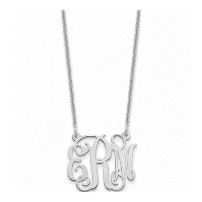 10K White Gold Personalized Monogram Necklace