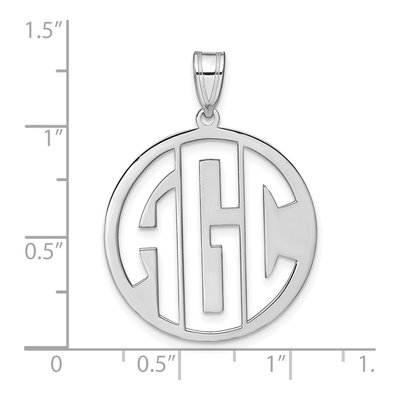 10K White Gold Cut Out Block Letter Circle Monogram Pendant – view 3