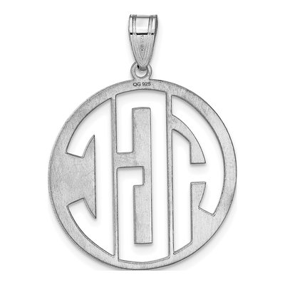 10K White Gold Cut Out Block Letter Circle Monogram Pendant – view 4