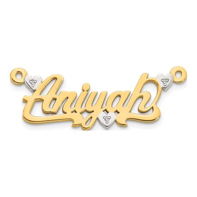 10K Yellow Gold Diamond Name Plate Pendant