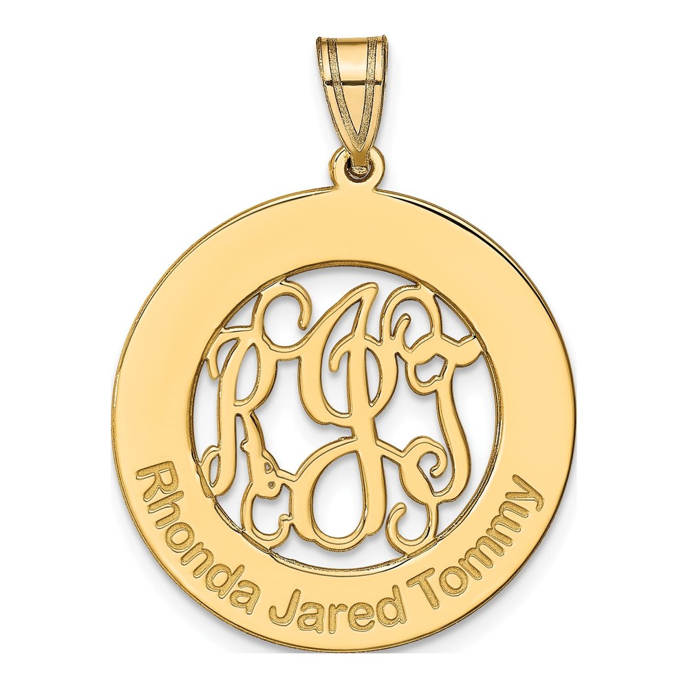 10K Yellow Gold Personalized Family Monogram Pendant