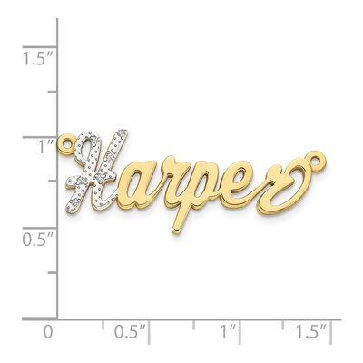 10K Yellow Gold Diamond Personalized Name Plate Pendant – view 2
