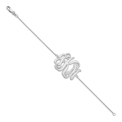 10K White Gold Personalized Etched Monogram Bracelet – view 2