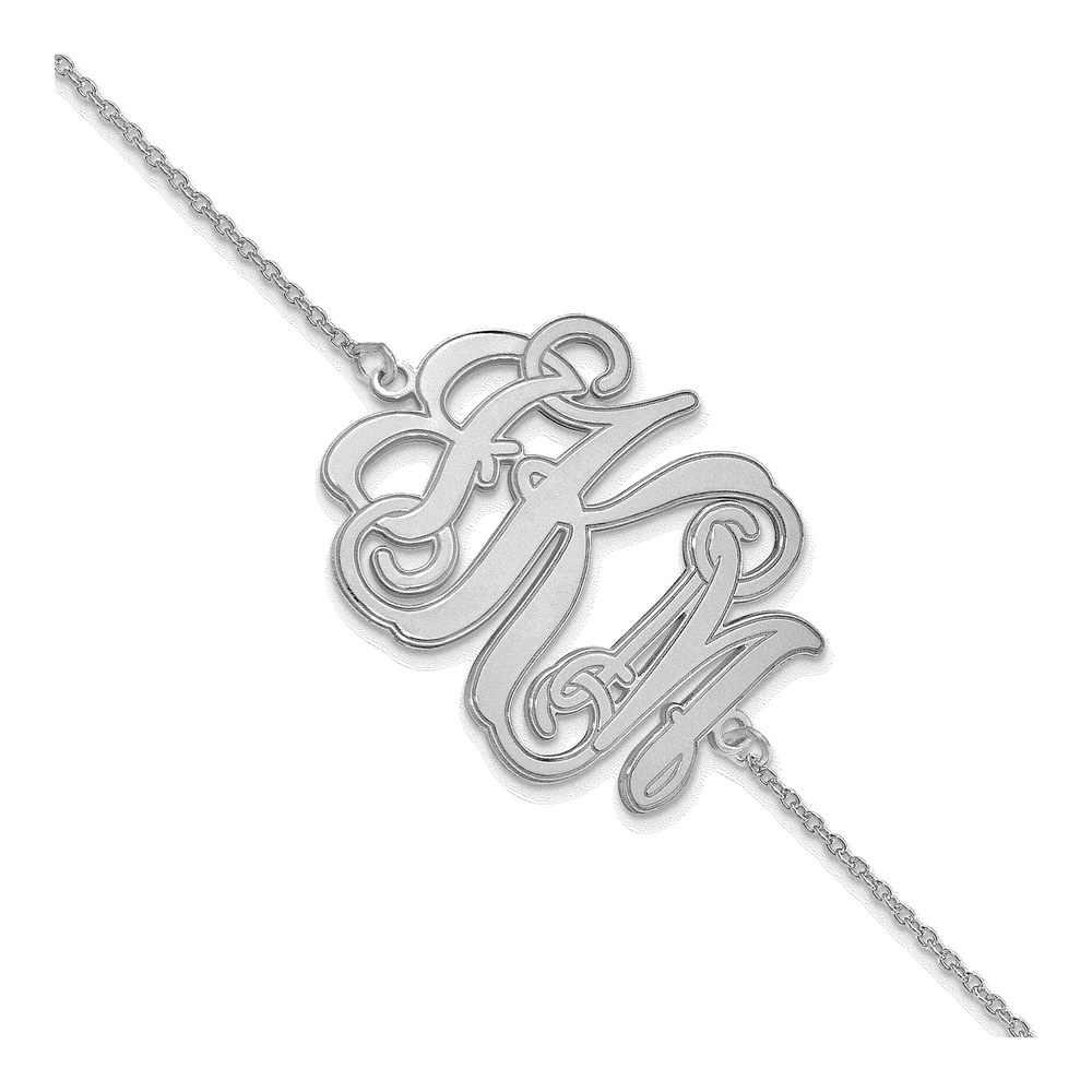 10K White Gold Personalized Etched Monogram Bracelet