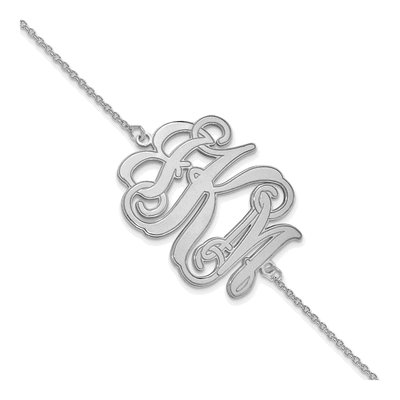 10K White Gold Personalized Etched Monogram Bracelet