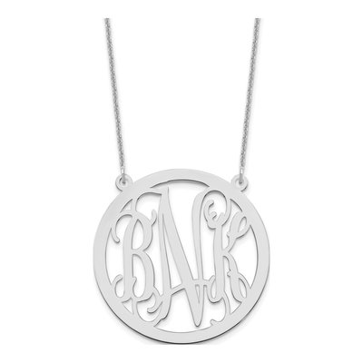10K White Gold Large Monogram Necklace