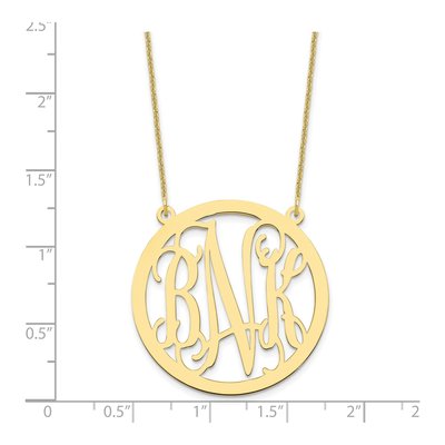 10K Yellow Gold Large Round Monogram Necklace – view 3