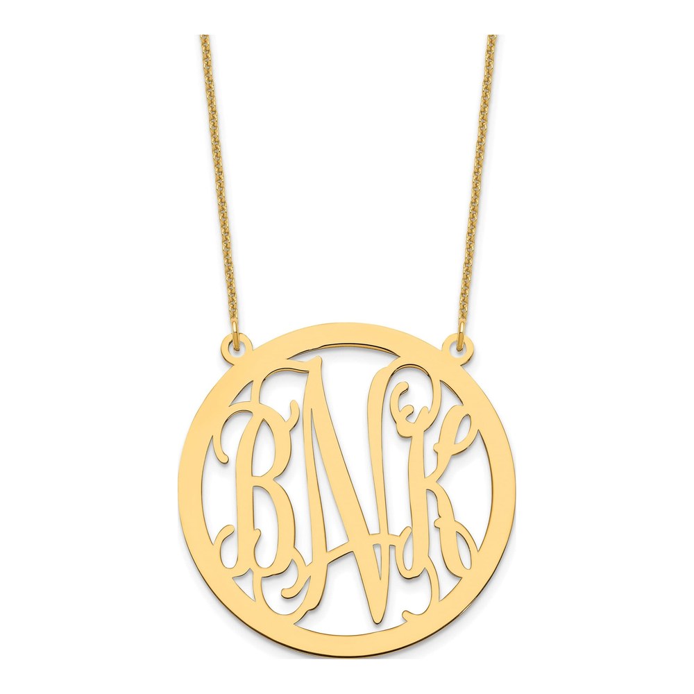 10K Yellow Gold Large Round Monogram Necklace