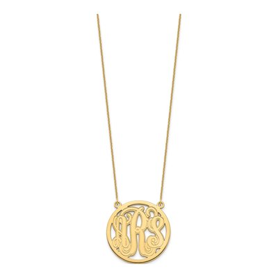 10K Yellow Gold Etched Round Monogram Necklace – view 2