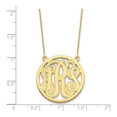 10K Yellow Gold Etched Round Monogram Necklace – view 3