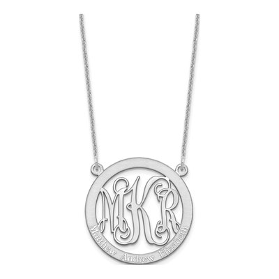 10K White Gold Personalized Monogram Necklace – view 2
