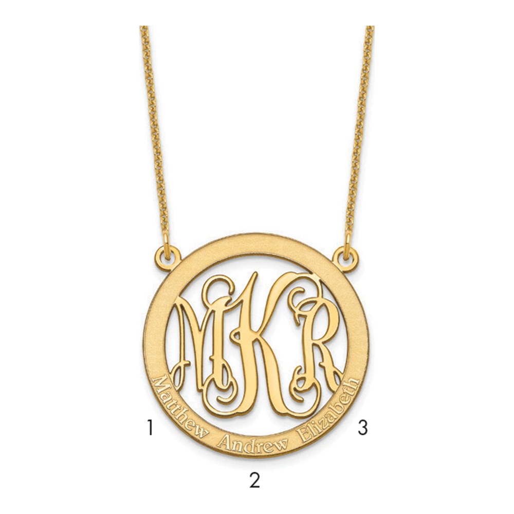 10K Yellow Gold Personalized Family Monogram Necklace